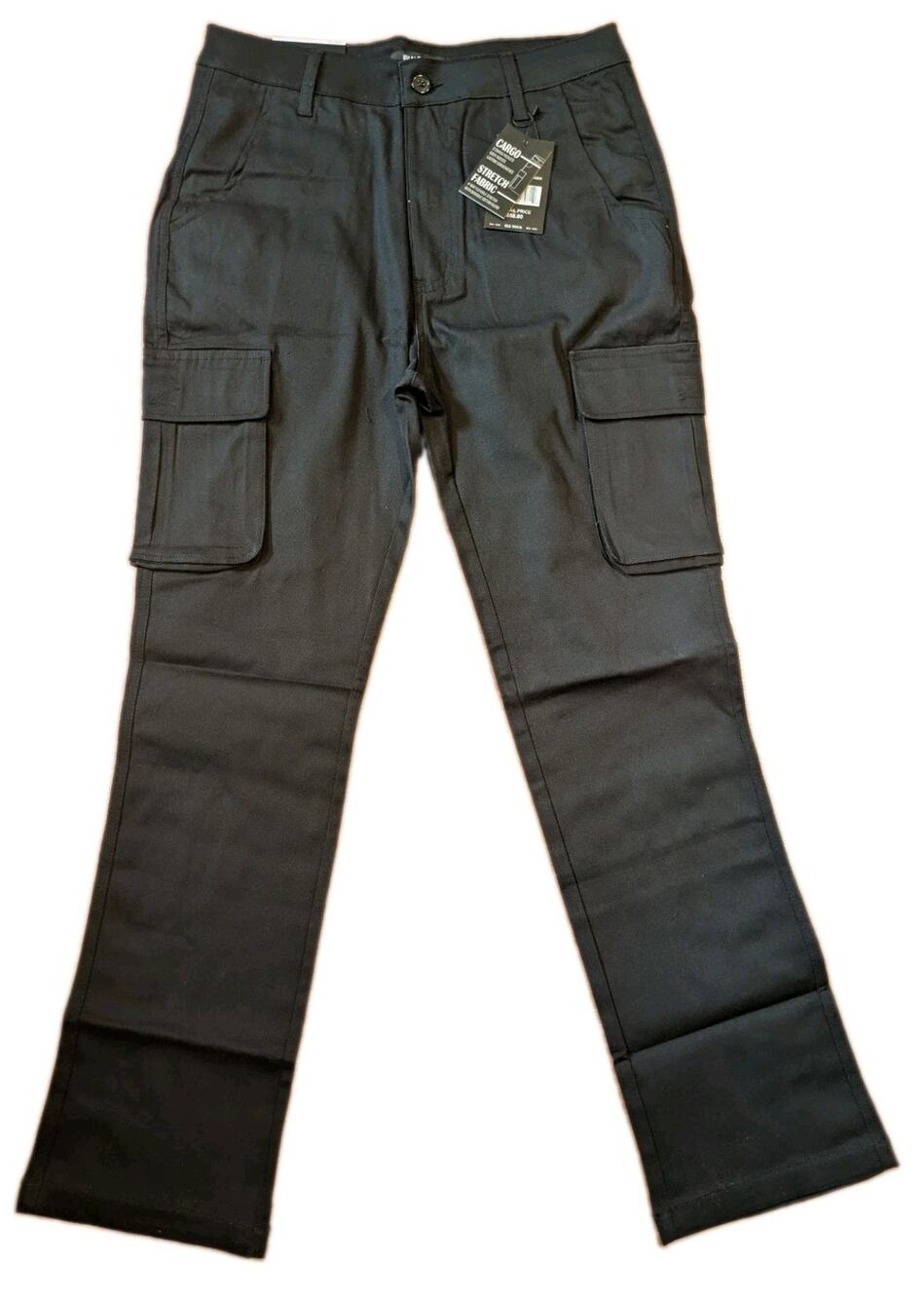 Blu Rock New York Mens Cargo Pants 32x30 Black Stretch Straight Leg NWT
